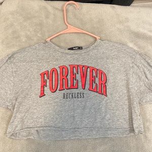 Gray, Crop top with labeling on the front